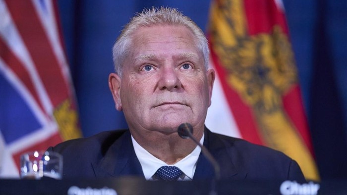 Ontario Premier Doug Ford speaks during a press conference at Canadas Premiers Conference in Toronto, Ontario, December 16, 2024. (Photo by Geoff Robins / AFP)