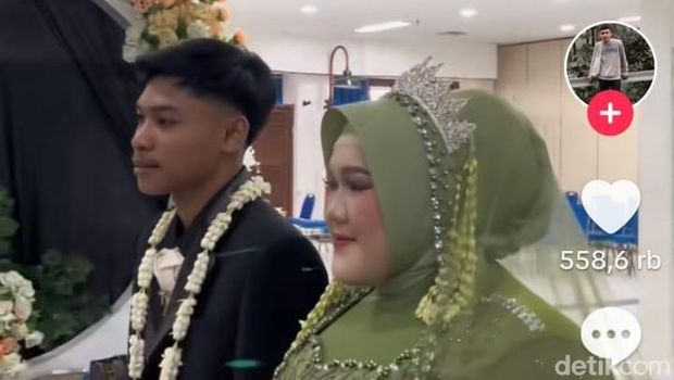 Tangkapan layar video dan foto pernikahan viral mempelai pria digantikan sepupu.