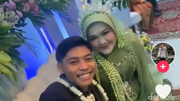 Tangkapan layar video dan foto pernikahan viral mempelai pria digantikan sepupu.