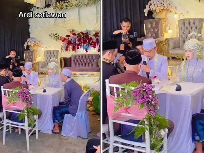 Acara akad nikah jadi ambyar, wali nikah malah menyebutkan nama istrinya saat mengucap ijab kabul viral di TikTok.