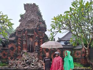 Diguyur Hujan Deras, Candi Berusia Ratusan Tahun di Gianyar Ambruk