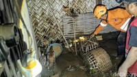 Petugas BPBD dan juga relawan melakukan evakuasi rumah-rumah yang terdampak banjir bandang.