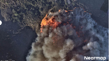 Gambar yang diambil pada 7 Januari menunjukkan area yang terbakar sekitar 2 km di sebelah utara Getty Villa. Foto: Nearmap