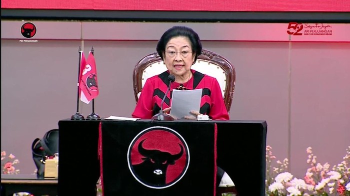 Ketua Umum PDI Perjuangan Megawati Soekarnoputri (Tangkapan layar YouTube PDIP).