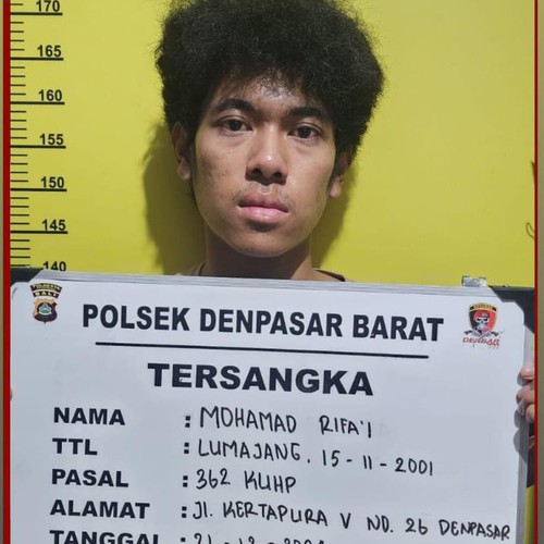 Mohamad Rifa’i yang melakukan tindakan pencurian di salah satu kamar kost di Jalan Kertapura, Denpasar Barat. (IST)