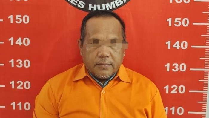 Pelaku saat diamankan di kantor polisi. (Dok. Polres Humbahas)