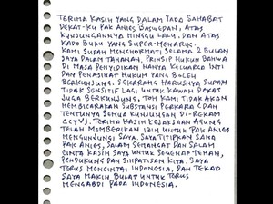 Tulisan Tangan Tom Lembong Usai Dijenguk Anies di Tahanan: Tak Bahas Perkara