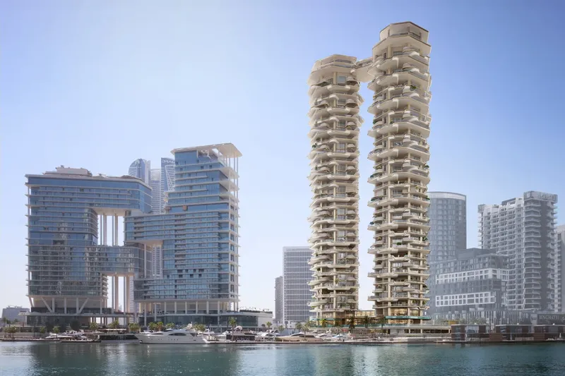 Gedung pencakar langit di Dubai yang dihubungkan dengan kolam renang