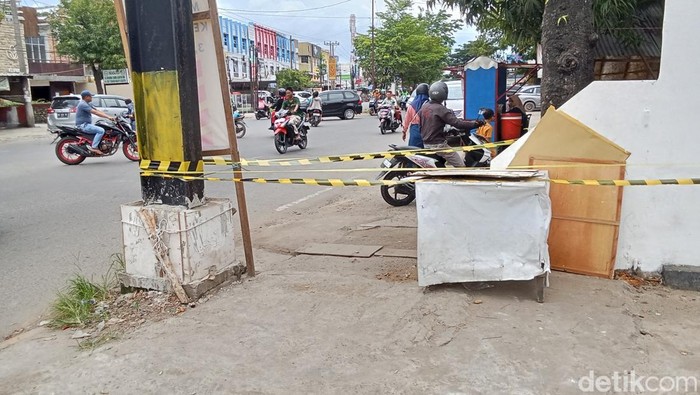 Lokasi pembacokan juru parkir di Palembang.