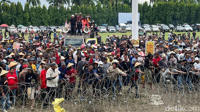 Aksi petani singkong di DPRD Lampung.