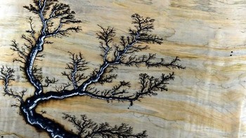 Ketika kayu terkena sengatan tegangan tinggi. Foto: Boredpanda  