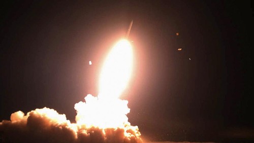 In this photo provided Sunday, Jan. 12, 2025, by the Iranian Army, a missile is launched during a drill in Iran. (Mahdi Vaziri, Iranian Army via AP)
