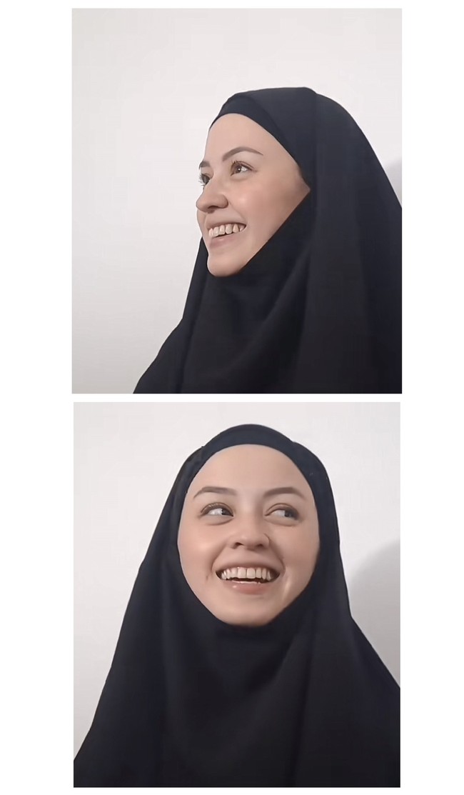 Pemain film Perahu Kertas ini mengenakan hijab syari berupa niqab dan abaya hitam saat datang ke kajian The Strong Minor Project bersama Mufti Menk di Istora Senayan, Jakarta awal 2025 ini. Penampilan Kimberly berhijab langsung mendapatkan banjir pujian dari warganet. Cantik sekali pakai jilbab❤️, puji akun @lathisa_cake. Cantik berhijab ❤️❤️❤️, ujar akun @legia28md.Semangat kak kim.. sering2 ikut kajian 👏, saut akun @noe_vanaert.  Foto: Dok. @nyinyir_update_official.