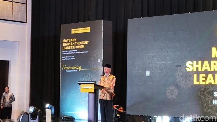 Pimpinan Pusat Muhammadiyah Dr KH Saad Ibrahim MA dalam acara Maybank Shariah Thought Leaders Forum 2025 di Fairmont Hotel, Jakarta, Senin (13/1/2025).