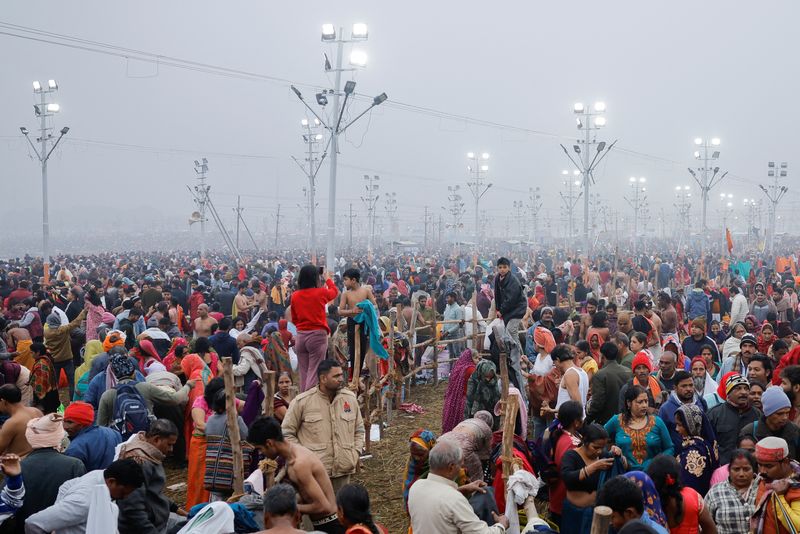 Devotees gather at the 