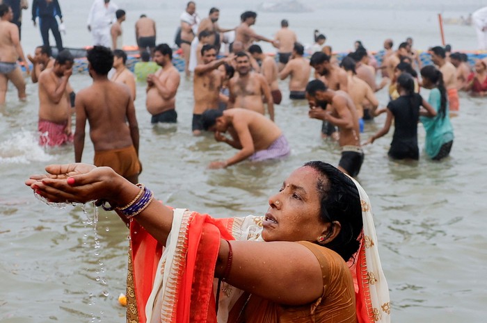 Devotees gather at the 