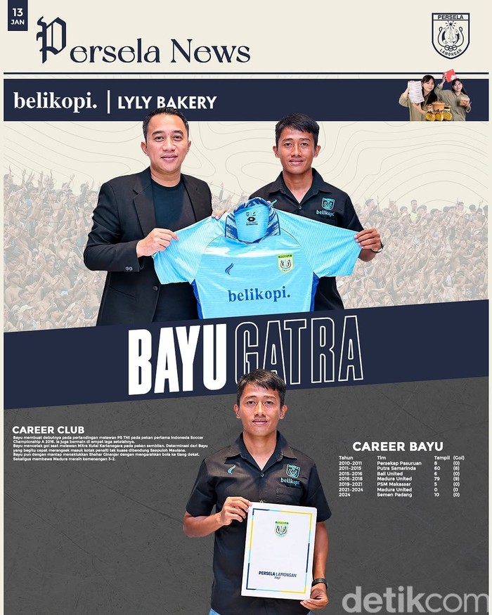 Bayu Gatra diperkenalkan sebagai pemain baru Persela Lamongan
