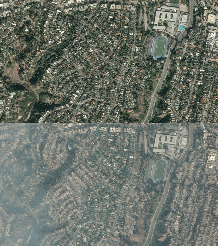 Foto Satelit Sebelum dan Sesudah Kebakaran LA Foto Satelit Sebelum dan Sesudah Kebakaran LA