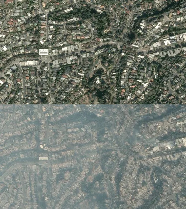 Foto Satelit Sebelum dan Sesudah Kebakaran LA