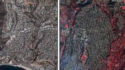 Mengerikan! Foto Satelit Sebelum dan Sesudah Kebakaran di Los Angeles