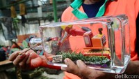 Sampah yang dimanfaatkan Agus menjadi barang seni mulai dari botol hingga styrofoam.  
