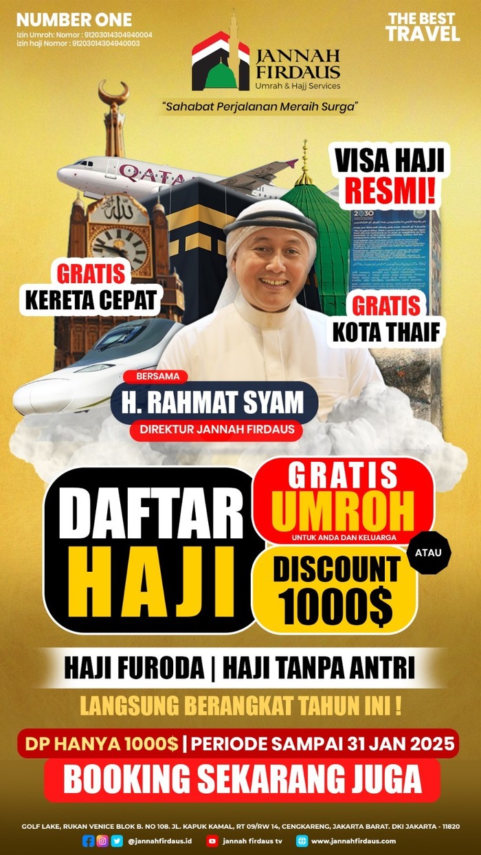 Jannah Firdaus Tour & Travel Haji Furoda 2025 Tanpa Antri, Visa Haji Resmi Termurah di Indonesia