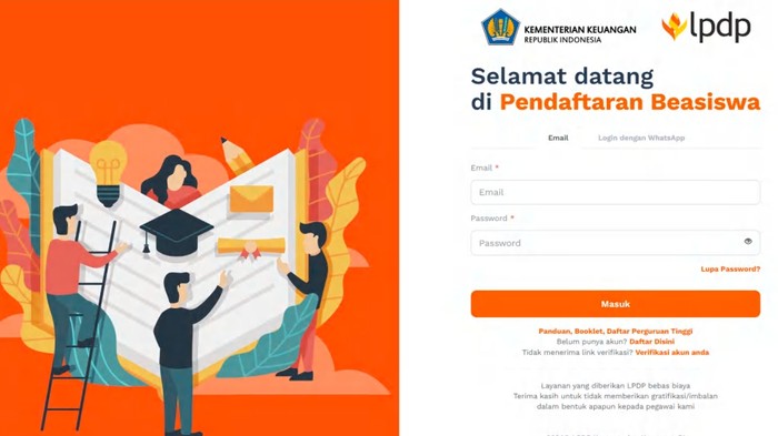 Laman pendaftaran LPDP 2025 tahap 1.