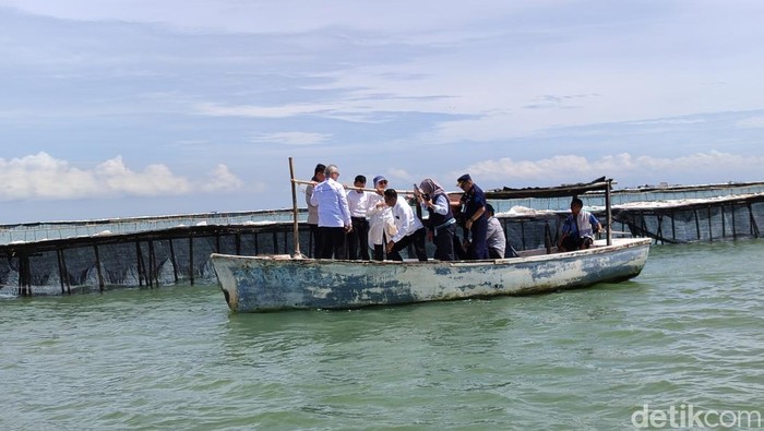 Ombudsman RI melakukan cek lapangan ke lokasi pemagaran laut di Tangerang (Bahtiar/Detikcom.com)
