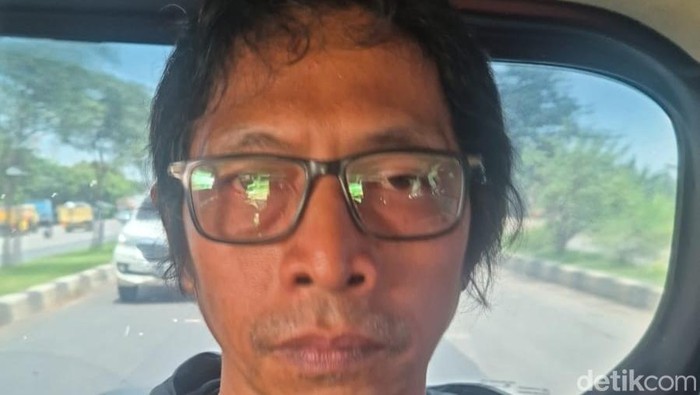 Tampang Nanang Gimbal pembunuh Sandy Permana ditangkap polisi.