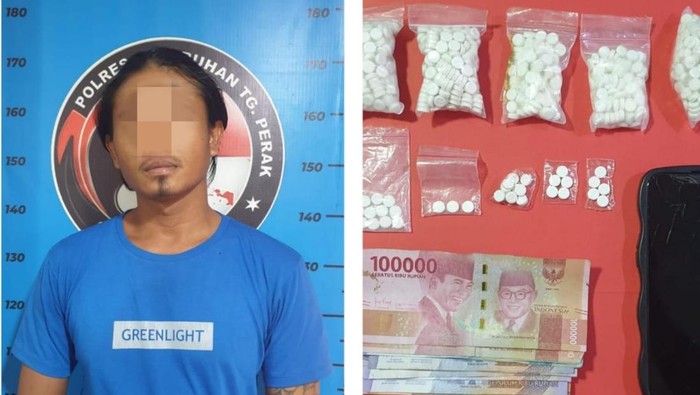 Tersangka pengedar pil koplo dan barang buktinya