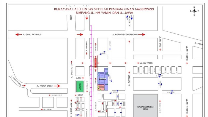 Denah rekayasa arus lalu lintas usai underpass HM Yamin, Medan, diresmikan (Foto: Dok. Dishub Medan)