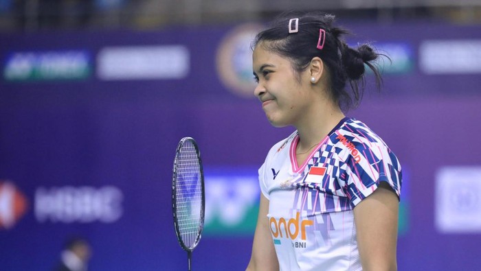 Gregoria Mariska Tunjung saat tampil di babak 16 besar India Open 2025.