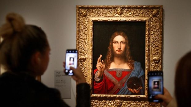 Lukisan Salvator Mundi karya Leonardo da Vinci. (Francois Guillot / AFP)