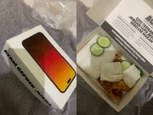 Ngakak! Ayam Geprek Ini Kemasannya Mirip Kardus iPhone
