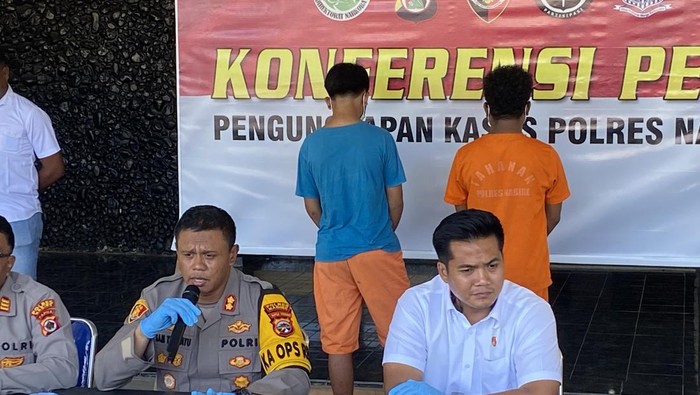 Polisi konferensi pers kasus siswa bakar sekolahnya di Nabire. Dokumen Istimewa