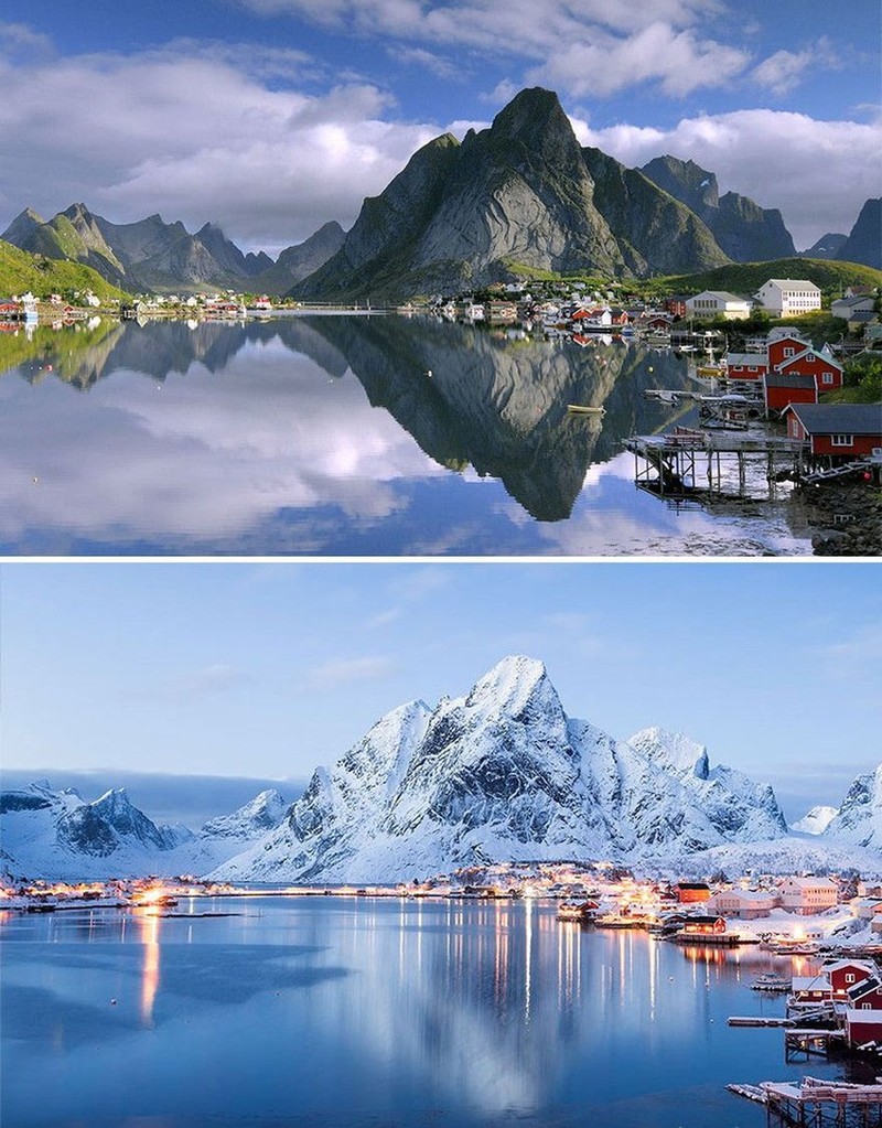 Cantiknya Potret Kota dan Desa sebelum dan Setelah Hujan Salju