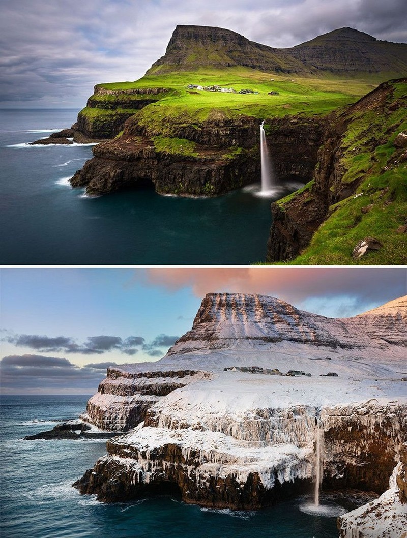 Cantiknya Potret Kota dan Desa sebelum dan Setelah Hujan Salju