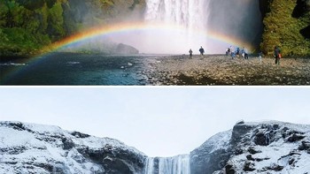 Berubah drastis pemandangan air terjun di Skogafoss, Islandia. (Foto: Boredpanda)