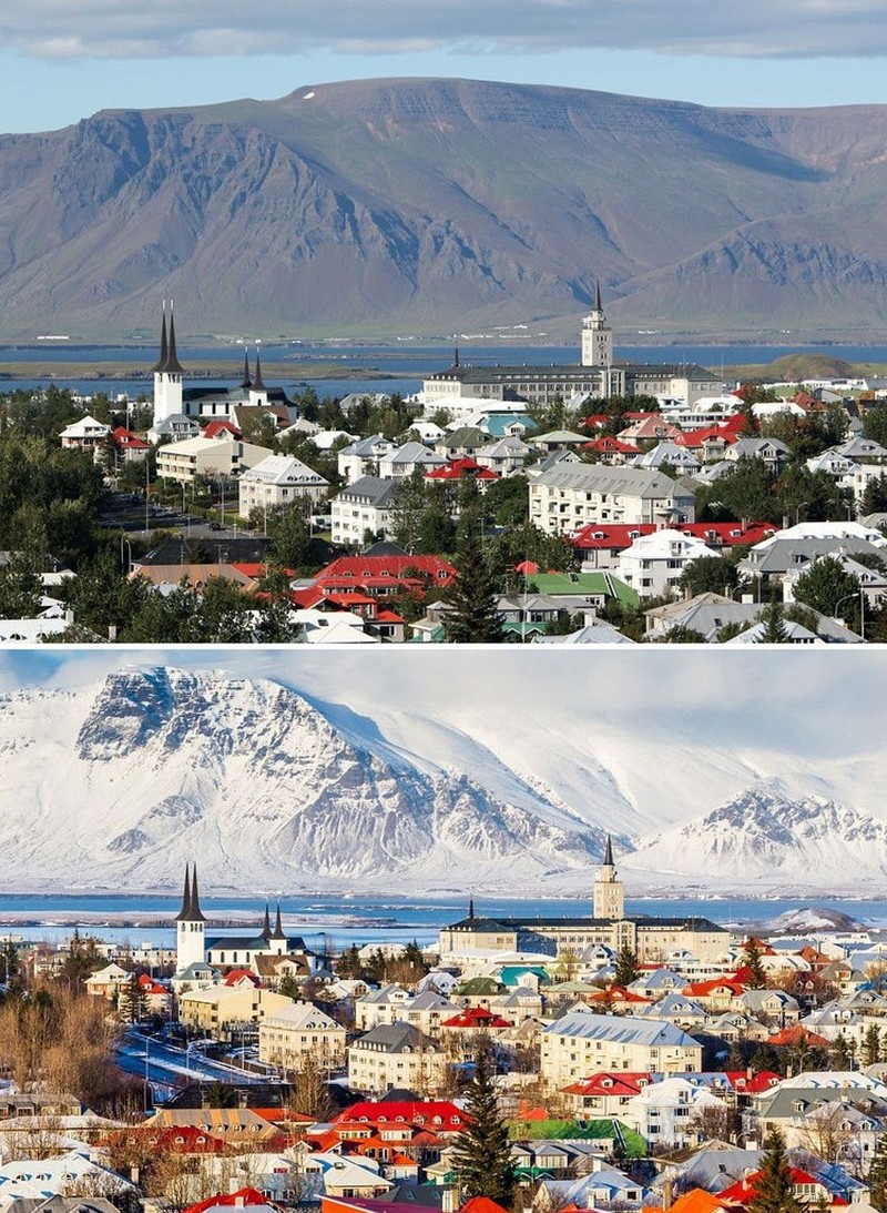 Cantiknya Potret Kota dan Desa sebelum dan Setelah Hujan Salju