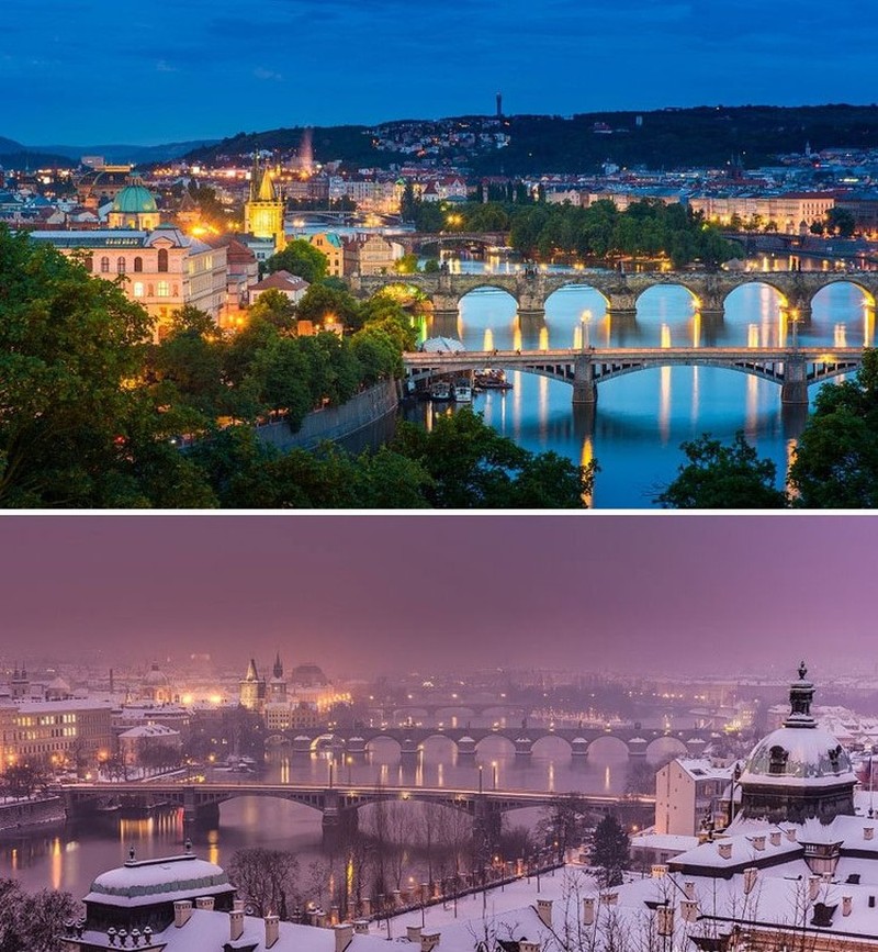 Cantiknya Potret Kota dan Desa sebelum dan Setelah Hujan Salju