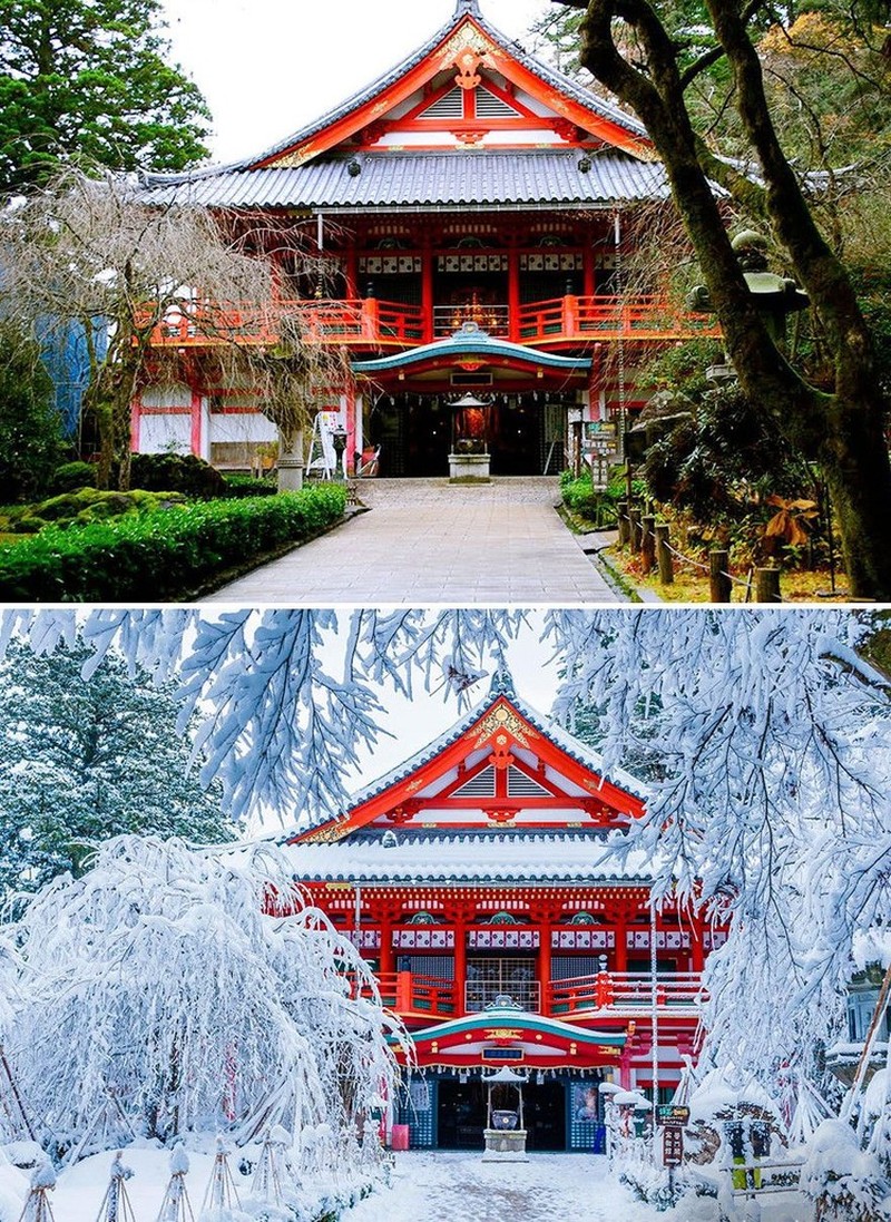 Cantiknya Potret Kota dan Desa sebelum dan Setelah Hujan Salju