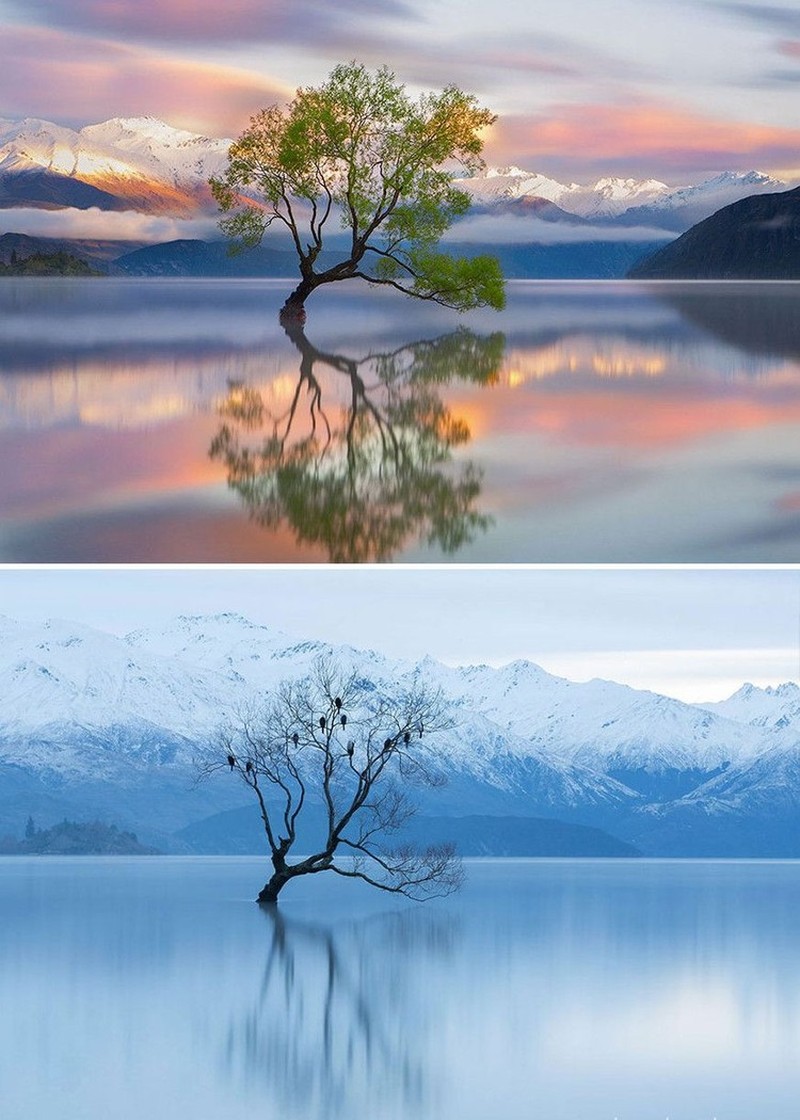 Cantiknya Potret Kota dan Desa sebelum dan Setelah Hujan Salju