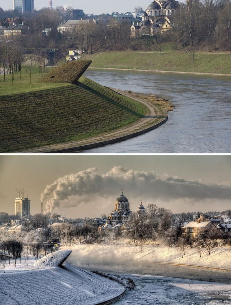 Cantiknya Potret Kota dan Desa sebelum dan Setelah Hujan Salju