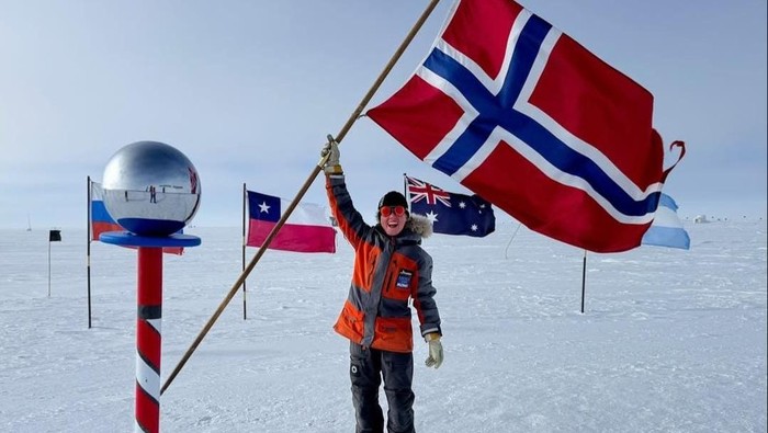 Karen Kyllesø, pemain ski termuda di Kutub Selatan.