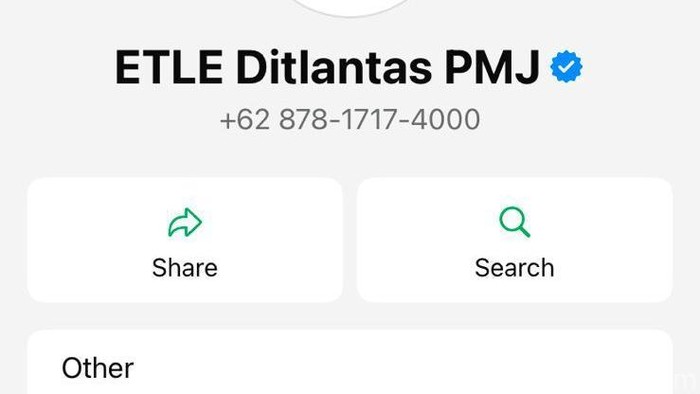 Nomor WhatsApp E-TLE Ditlantas PMJ