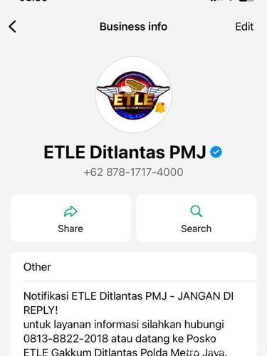 Nomor WhatsApp E-TLE Ditlantas PMJ