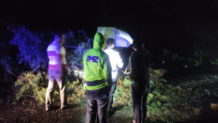 Polisi saat mendatangi lokasi kecelakaan dengan korban meninggal dunia di Jalan Depok-Parangkusumo, Kretek Bantul, Jumat (17/1/2025).