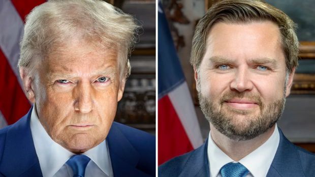 Potret resmi Presiden AS terpilih Donald Trump dan Wakil Presiden AS trerpilih JD Vance. (Trump-Vance Transition Team via CNBC International)