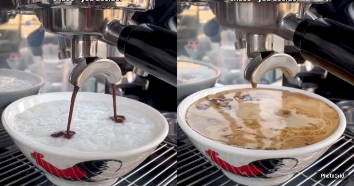 Nyeleneh! Ada Sajian Bubur dengan Disiram Espresso, Mau Coba?