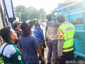 Polisi-Mantri Hewan Cek Sapi-sapi yang Masuk Bojonegoro Antisipasi PMK